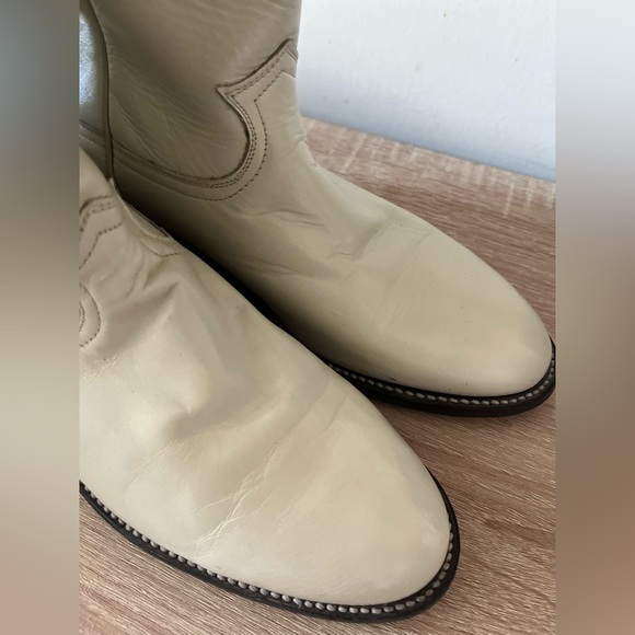 COWTOWN Mexico White Leather Cowboy Boots - Picture 7 of 12